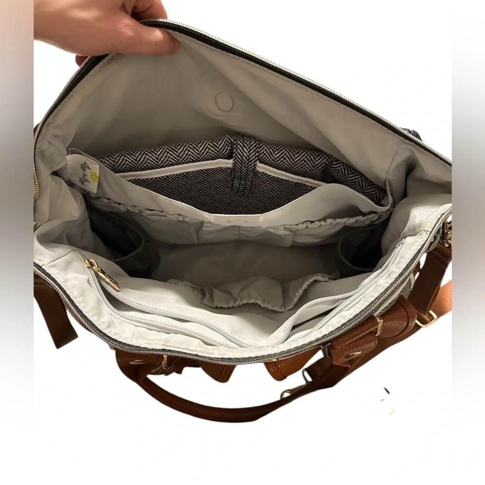 Itzy Ritzy Herringbone Baby Bag in Black, Brown & Cream